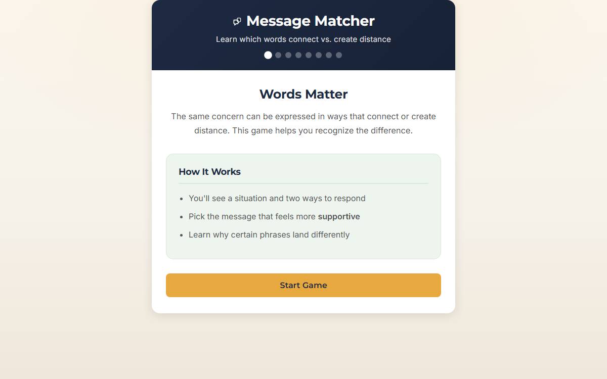 Message Matcher interactive preview