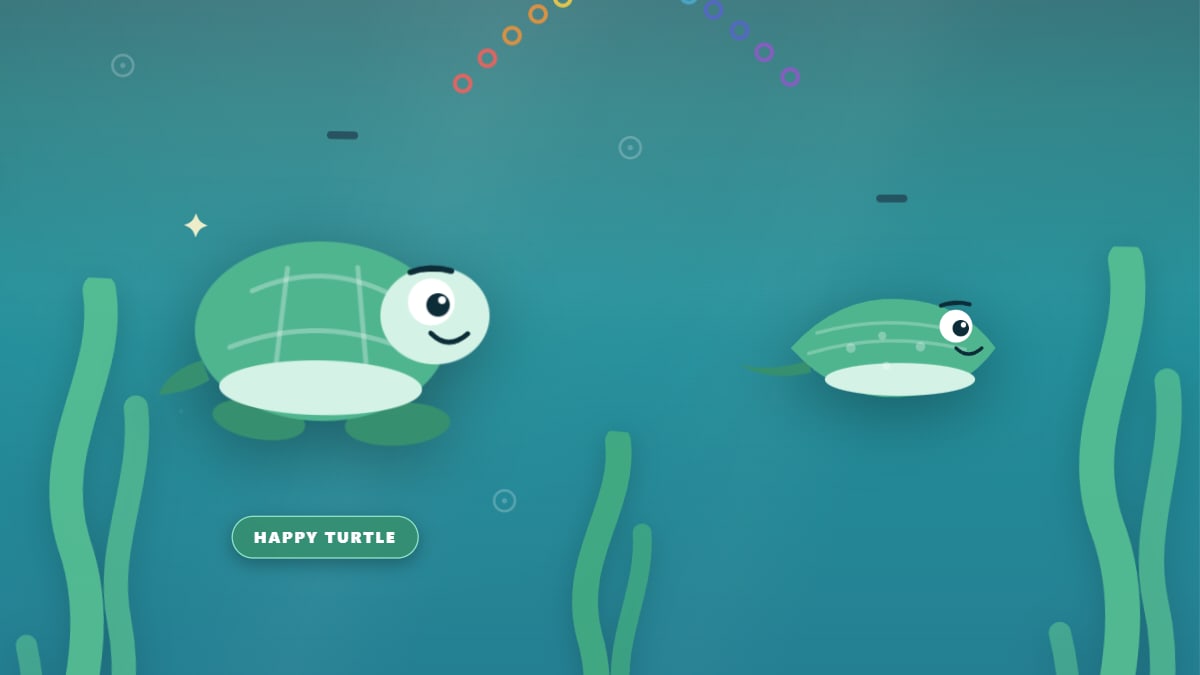 A sea turtle and a stingray swimming in Together Cove, each following a different person's glucose
