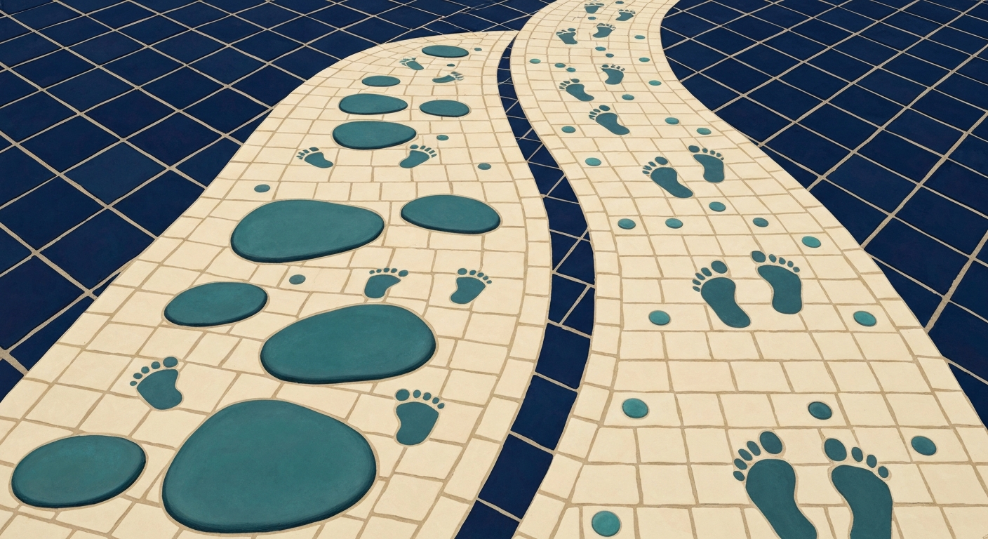 Growing footprints on a path
