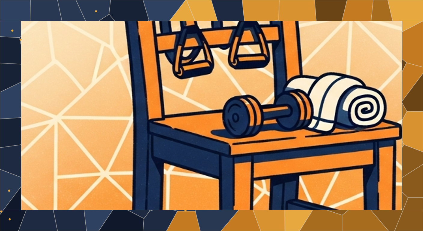 Bold-line cel illustration foreground over a quiet mosaic background