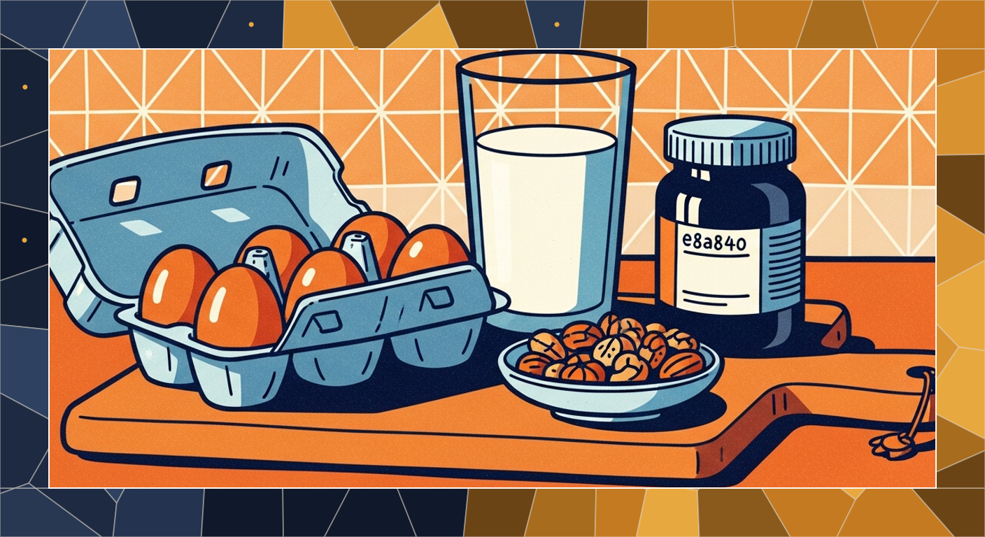 Bold-line cel illustration foreground over a quiet mosaic background